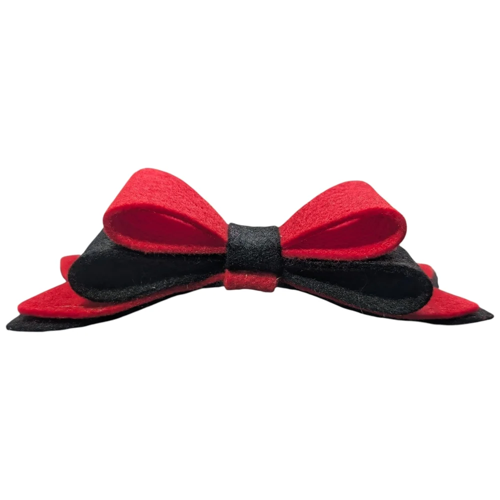 Black & Red Felt Hair Bow Clip